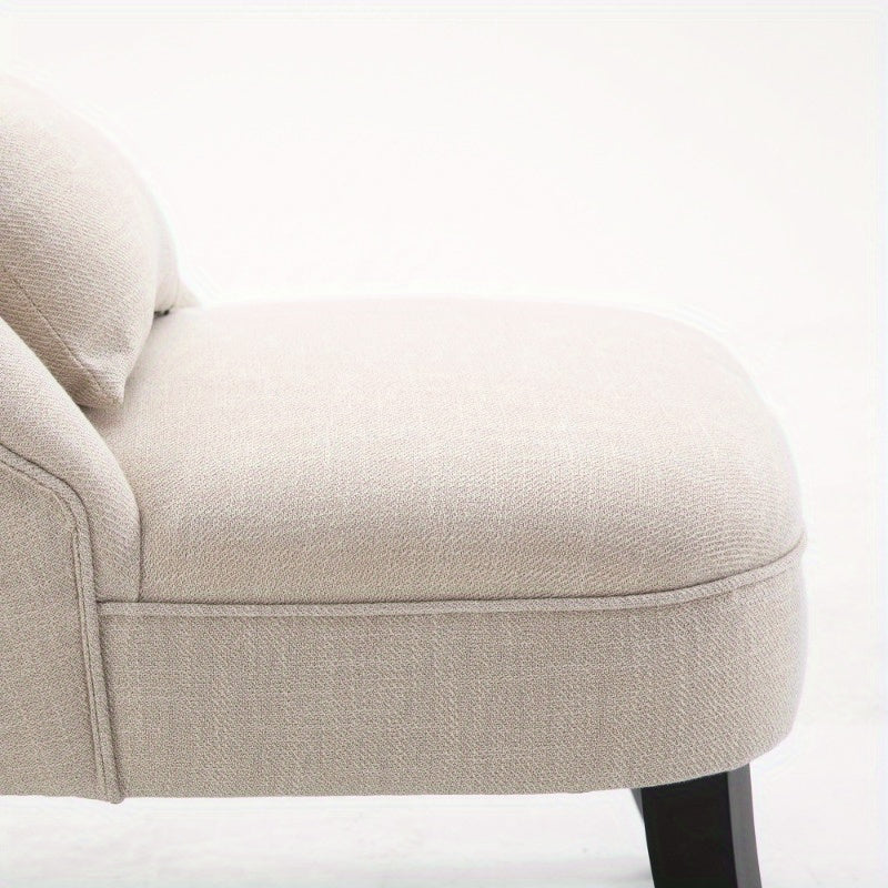 Relaxfauteuil – Relaxstoel – Lounge Chair – Fauteuil – Zetel – Linnenlook – Houten Poten – Compact Formaat – Extra Rugkussen voor Comfort