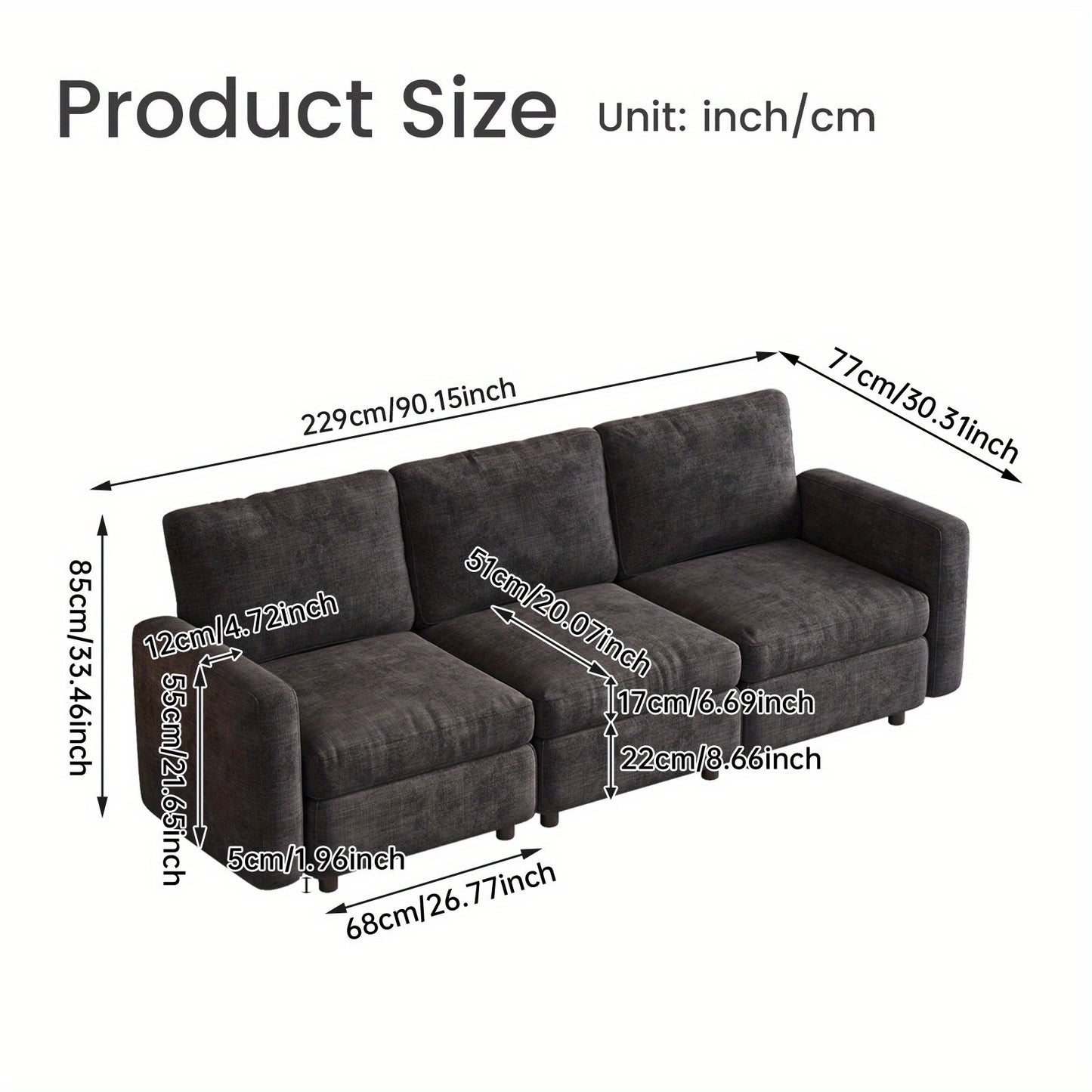 Modulaire Bank – Hoekbank – Chaise Longue – U-Bank – L-Bank – Ruime Zitplaats – Opbergruimte – Grijze Bekleding – Eenvoudige Montage