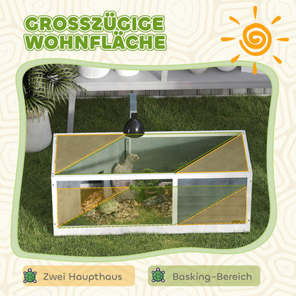 Turtle house with easy-open top, lamp fixture, transparent front, 120 x 50 x 40cm, grey, Reptile Habitat, Exotic Pet Housing, Modern Reptile House, Stylish Animal Cage, Transparent Terrarium, Reptile Enclosure, Exotic Pet Kee