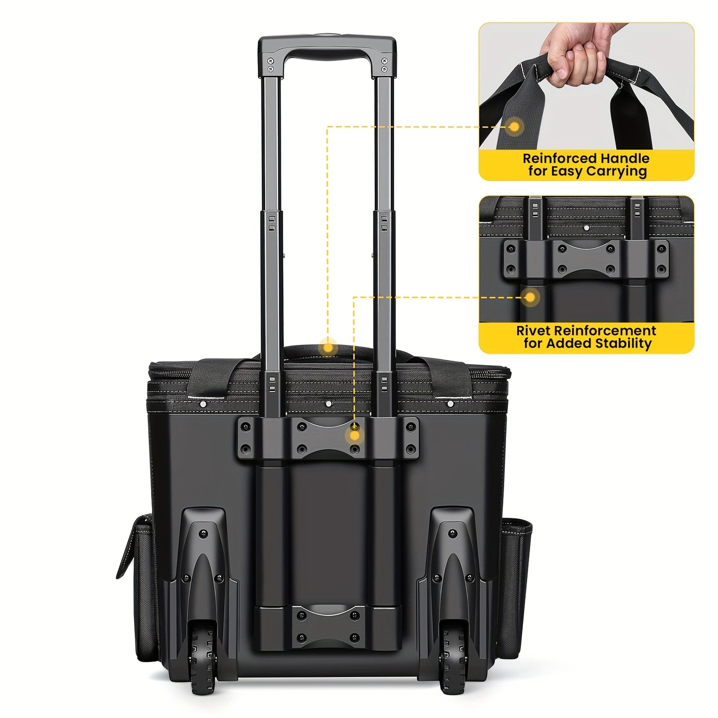 Gereedschapstas – Gereedschapskoffer – Gereedschapstrolley – Opbergtas – Werkplaatswagen – 58 Liter Inhoud – Duurzaam Polyester Met Wielen