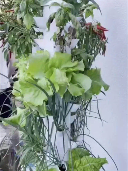 Vertical Hydroponic Grow Tower Aeroponic Tower for Herbs, Fruits And Vegetables 15 Layer 45 Plants Sites with Movable Water Tank Pump Timer Adapter, Hydroponics Growing Tower System Kit, Indoor