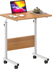 Laptoptafel - 60 x 40 cm - Bijzettafel op wieltjes - Bedtafel - Verstelbaar - Staande tafel - Klein bureau - Nachtkastje