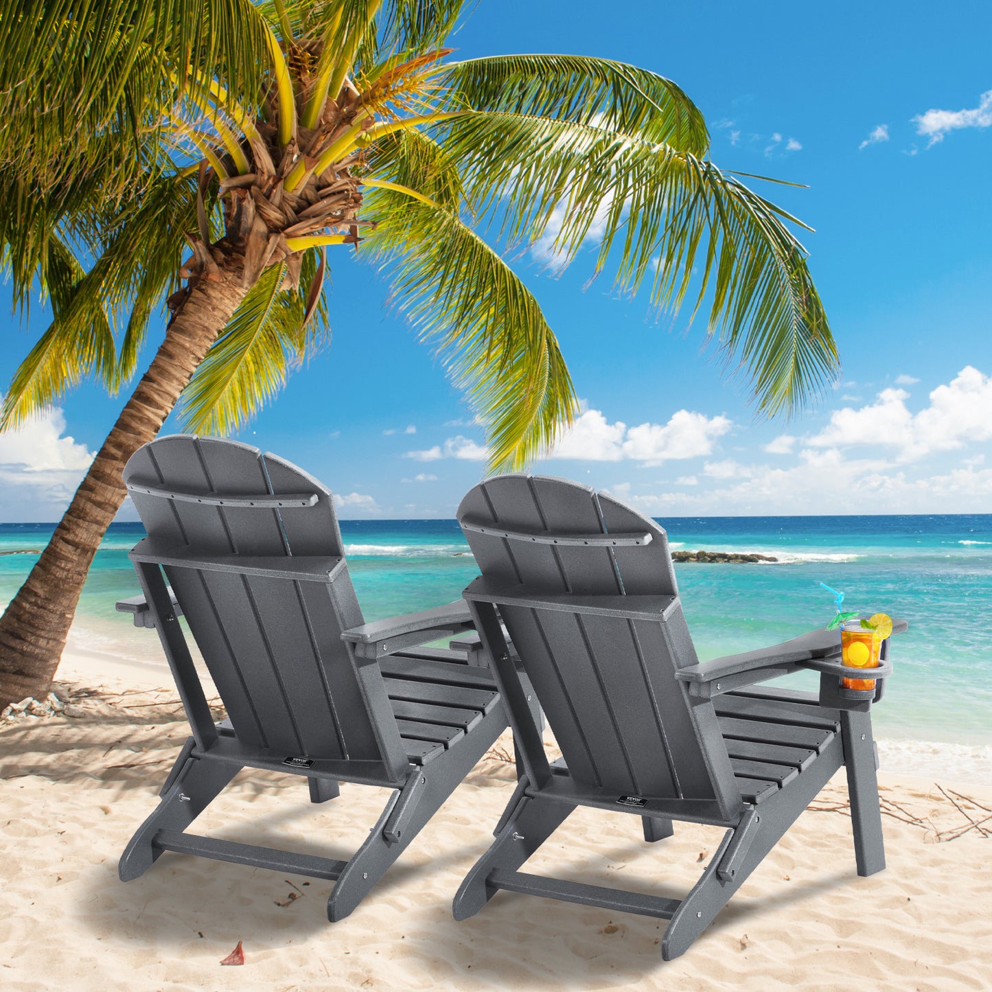 Tuinstoel – Tuinstoelen – Outdoor Stoel – Klapstoel – Adirondack Stoel – Inklapbaar – Weerbestendig HDPE kunststof – Brede Comfortabele Zit - Grijs