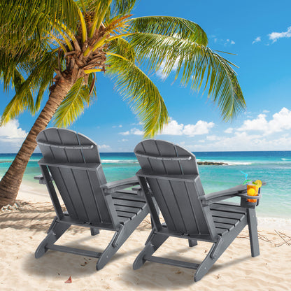 Tuinstoel – Tuinstoelen – Outdoor Stoel – Klapstoel – Adirondack Stoel – Inklapbaar – Weerbestendig HDPE kunststof – Brede Comfortabele Zit - Grijs