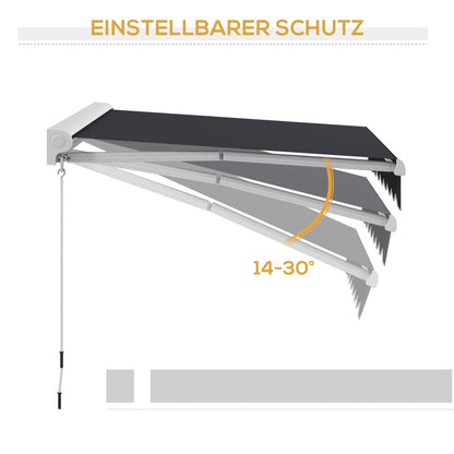 Uitvalscherm – Zonnescherm – Terrasscherm – Markies – Luifel – Elektrisch en Handmatig – Aluminium Frame en Afstandsbediening 2,5x2m Grijs