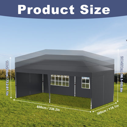 Partytent – Feesttent – Pop-up Tent – Tuintent – Paviljoen – 3x6m – Verstelbare Hoogte – Waterdicht Oxford Dak