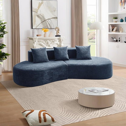 5-Zits Bank – Hoekbank – Loungebank – Sectiebank – Gebogen Bank – Ademend Raindrop Velvet – Hoge-Dichtheid Schuimvulling – Blau – Direct Gebruiksklaar