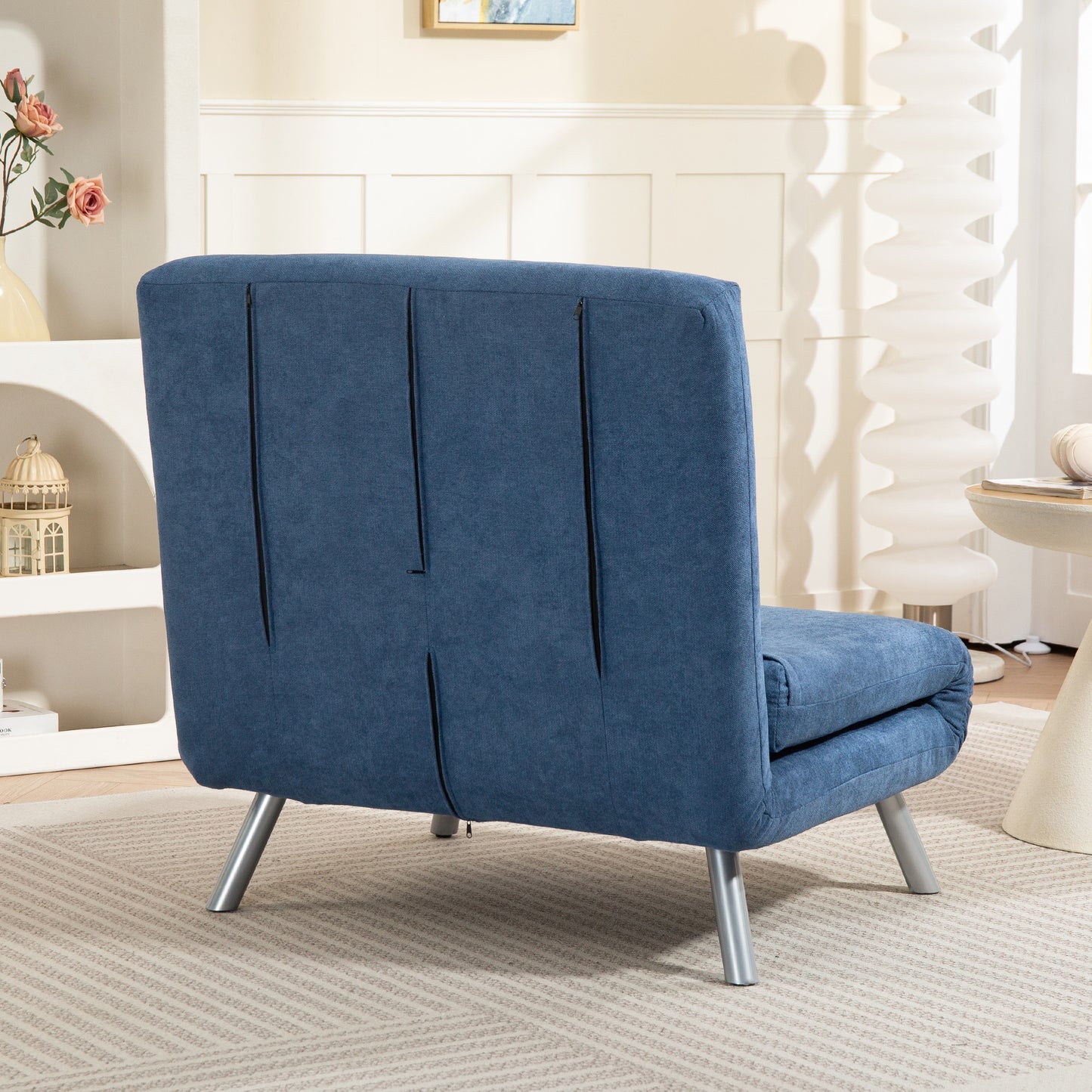 Relaxfauteuil – Slaapfauteuil – Slaapstoel – Loungestoel – Fauteuil Met Bedfunctie – 3-in-1 Design – Inclusief Kussen – Comfortabele Stoffering Blauw