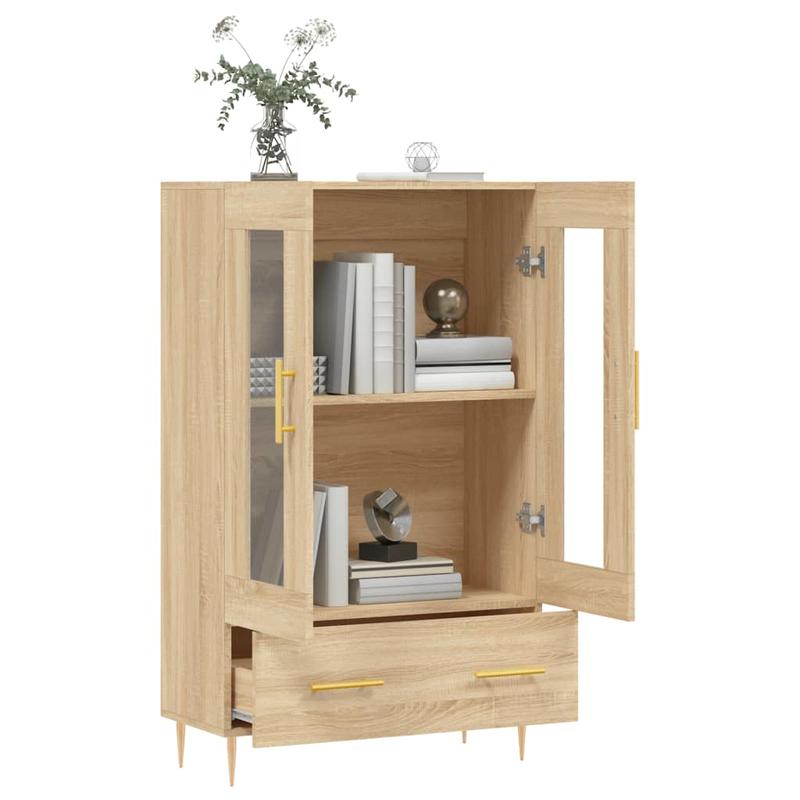 Simple Sideboard, Spacious Storage Cabinet with Display Shelf, Suitable for Kitchen, Living Room, Stylish Furniture, Offers Additional Storage Space and Home Decor, Ensures Safety. Tall Cabinet 69.5x31x115 cm, Treated Wood, S