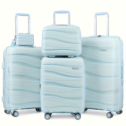 5-delige harde koffer set – Reiskoffer – Trolley – Bagageset – Carry-on – TSA-slot – Uitbreidbare XL koffer – ABS hard shell – 15% meer volume – 360° zwenkwielen – Zwart