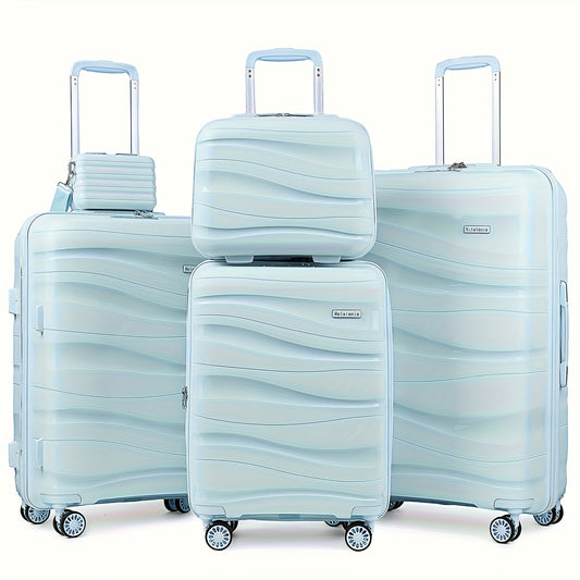 5-delige harde koffer set – Reiskoffer – Trolley – Bagageset – Carry-on – TSA-slot – Uitbreidbare XL koffer – ABS hard shell – 15% meer volume – 360° zwenkwielen – Zwart