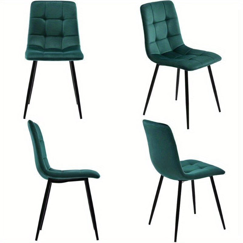 Eetkamerstoel – Stoel – Zithoekstoel – Keukenstoel – Design Stoel – Donkergroene Fluwelen Bekleding – Metalen Frame – Comfortabel En Stevig – Set Van 4