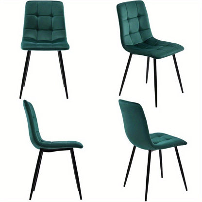 Eetkamerstoel – Stoel – Zithoekstoel – Keukenstoel – Design Stoel – Donkergroene Fluwelen Bekleding – Metalen Frame – Comfortabel En Stevig – Set Van 4