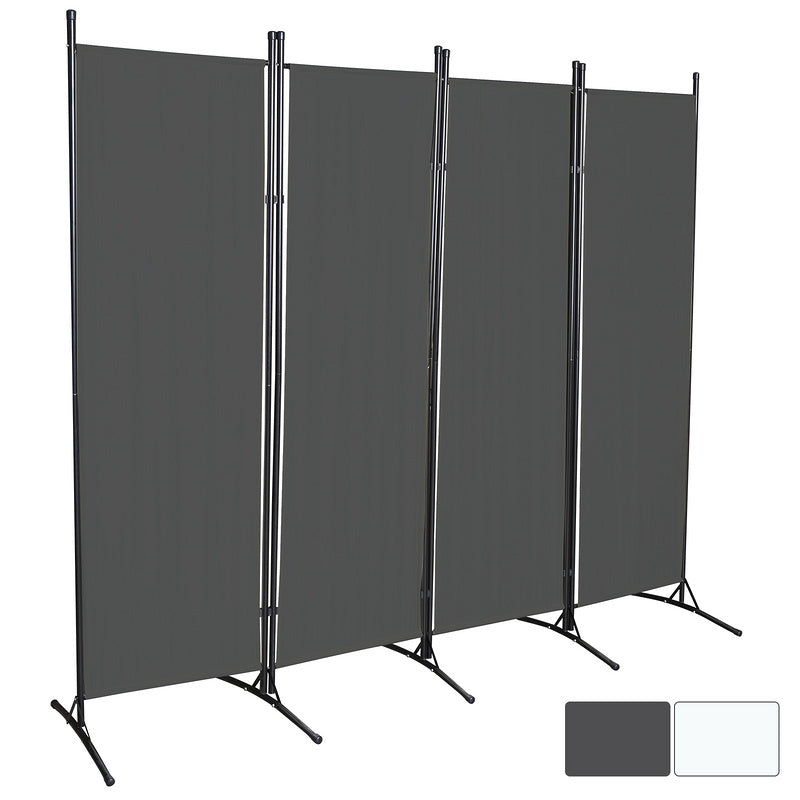 Kamerscherm – Roomdivider – Scheidingswand – Paravent – Privacy Scherm – Donkergrijs – Vouwbaar – Met Metalen Frame 180x180 cm