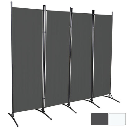 Kamerscherm – Roomdivider – Scheidingswand – Paravent – Privacy Scherm – Donkergrijs – Vouwbaar – Met Metalen Frame 180x180 cm