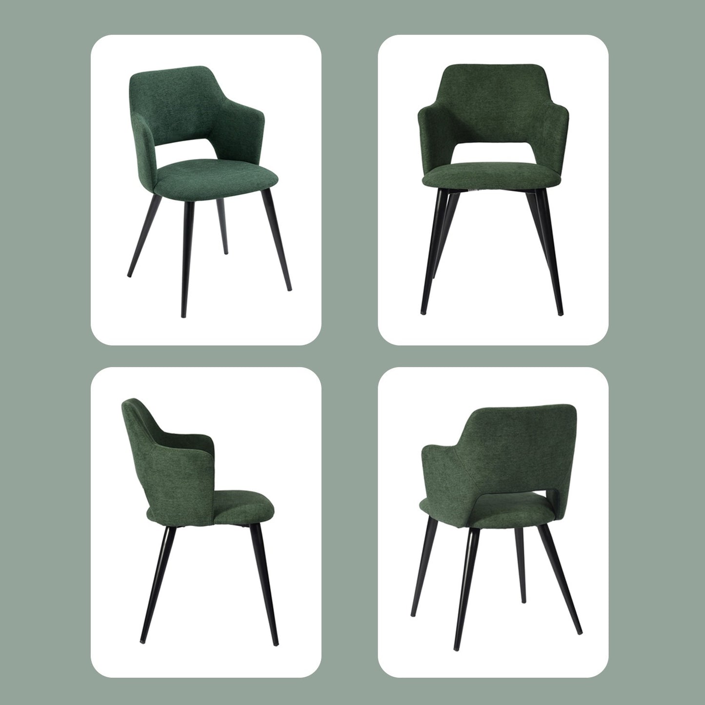 Eettafelset – Uitschuifbare Tafel – Diningset – Tafel Met Stoelen – Zwarte + Groene Kleur – Stevig Stalen Frame – Comfortabele Stoelen
