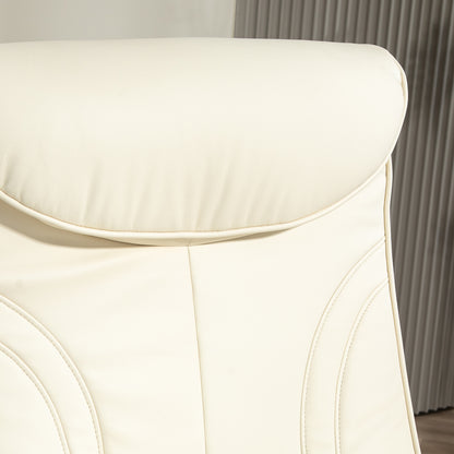 Fauteuil – Relaxstoel – Schommelstoel – Zithoekstoel – Lounge Fauteuil – Verstelbare Rugleuning Tot 135° – Synthetische Bekleding Met Houten Onderstel – Wit