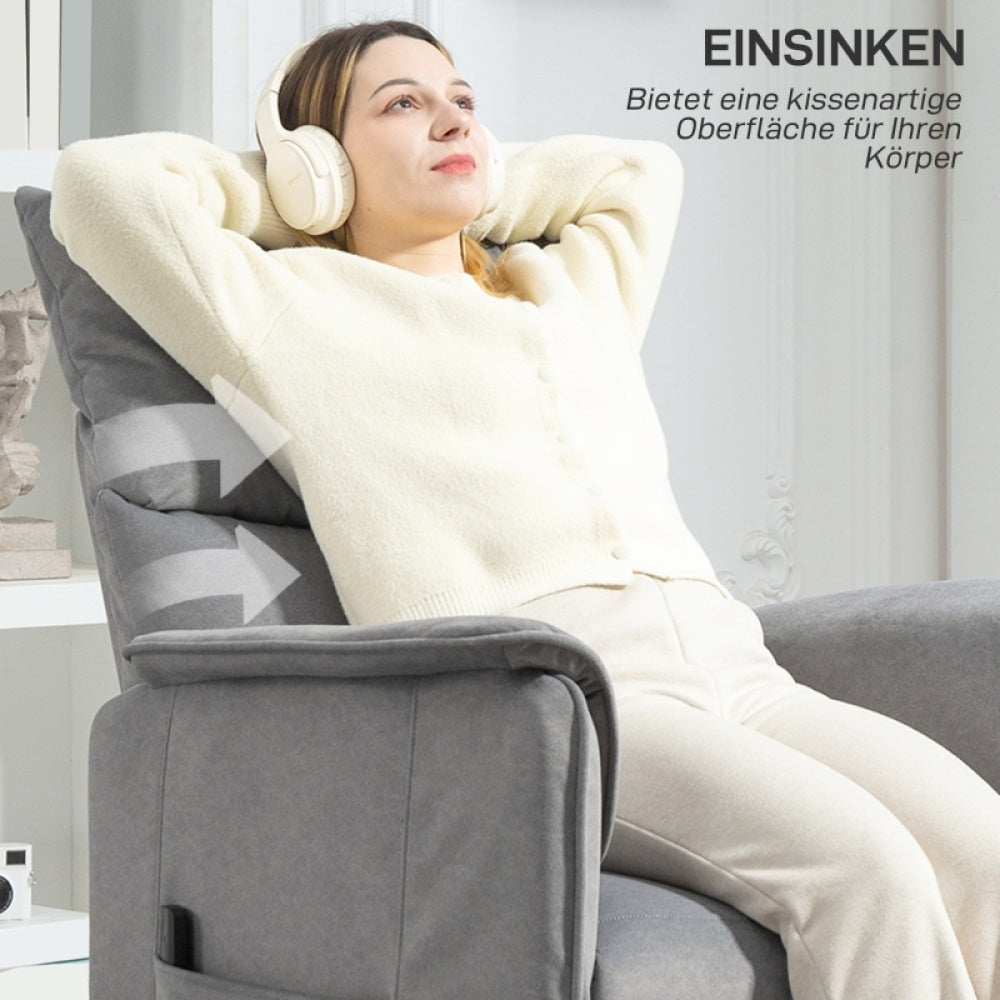 Loungechair – Relaxfauteuil – Verstelbare Fauteuil – Schommelstoel – Tuinstoel – Grijs – Verstelbare Rugleuning – Geruisloze Kantelfunctie