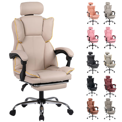 Gamingstoel – Bureaustoel – Game Chair – Werkstoel – Stoel Beige met Gouden Accenten – Ergonomisch Ontwerp – Verstelbare Hoogte