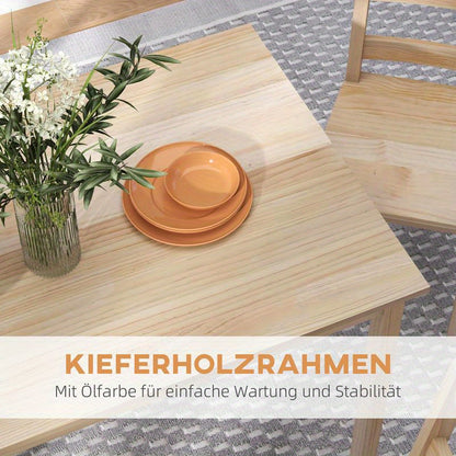 5-Teilige Essgruppe Esstisch Mit Stühlen Sitzgruppe, Massivholz, 118 Cm