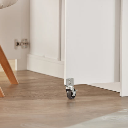 Keukeneiland – Keukenmeubel – Keukenkast – Buffetkast – Keukentrolley – Werkblad van Rubberwood – 6 Verstelbare Planken met Schuifdeuren