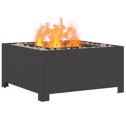 Vuurschaal Outdoor – Tuinhaard – Terrasverwarmer – Barbecueplaats – Tuinkachel – Zwart – Robuust Zwaar Staal – Compact 60x60x30 cm