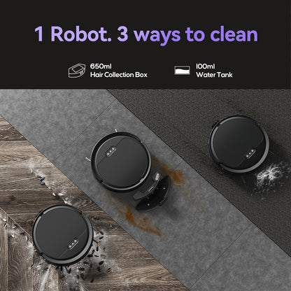 Robotstofzuiger – Stofzuiger Robot – Dweilrobot – Automatische Cleaner – Draadloos Met App – 4500mAh Batterij – Compact 31x31x7,6 cm