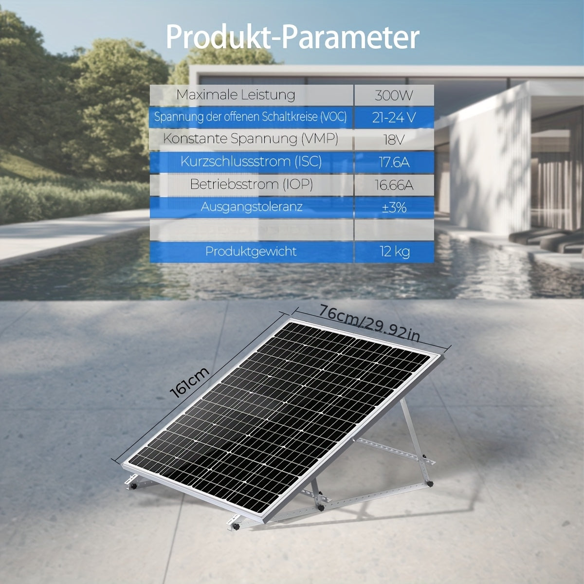 300W Zonnepaneel – Zonnepaneel Module – Solar Module – Fotovoltaïsch Paneel – Monokristallijn Paneel – 18V Hoog Rendement 23% – Weerbestendig Aluminium Frame