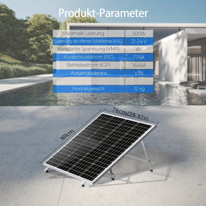 300W Zonnepaneel – Zonnepaneel Module – Solar Module – Fotovoltaïsch Paneel – Monokristallijn Paneel – 18V Hoog Rendement 23% – Weerbestendig Aluminium Frame