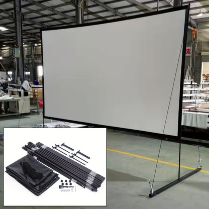 Projectiescherm – Projectiescherm 150 inch – Scherm Met Statief – Draagbaar Projectiescherm – Vloerstaand Projectiescherm – 16:9 Beeldverhouding – Stevig Metaalframe – Inclusief Draagtas