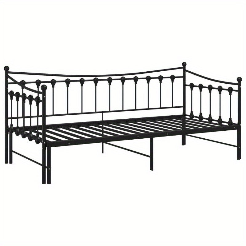 Bedbankframe – Uittrekbare Sofa – Slaapbank Frame – Bedframe Metaal – Logeerbed Frame Zwart – Ruimtebesparend – 90x200 cm