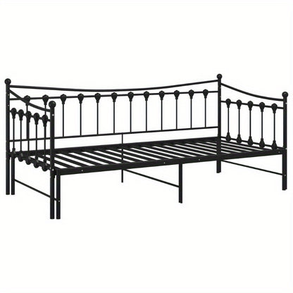 Bedbankframe – Uittrekbare Sofa – Slaapbank Frame – Bedframe Metaal – Logeerbed Frame Zwart – Ruimtebesparend – 90x200 cm