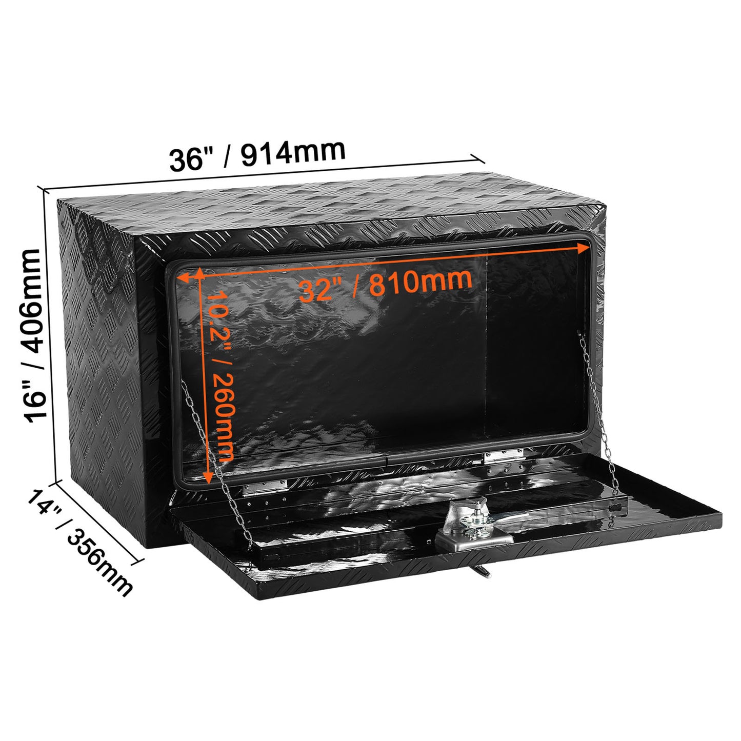 Aluminium Opbergbox – Gereedschapskist – Onderbodem Kist – Truck Toolbox – Trailer Opbergbak – Waterdicht Rubberen Afdichting – Afsluitbaar Met Sleutels 91,4x35,6x40,6 cm