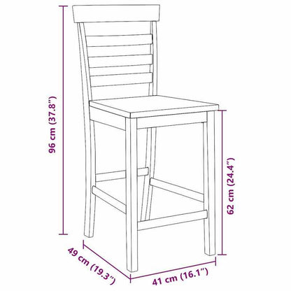 Barstoel – Barkruk – Barstoelen – Keukenstoel – Barkrukken – Set Van 2 – Wit – Massief Hout – Met Rugleuning – Eenvoudig In Elkaar Te Zetten