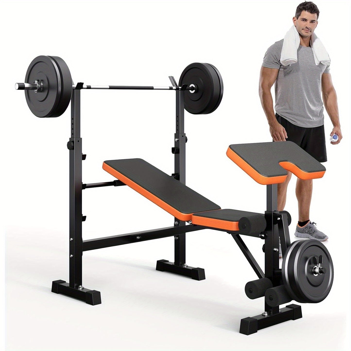 Halteroefenbank – Fitnessbank – Trainingsbank – Gewichthefbank – Benchpressbank – 6-in-1 Verstelbaar – Inklapbaar – Stalen Frame 299 kg Draagkracht – Compact Voor Thuisgebruik