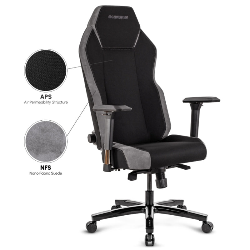 Ergonomische Bureaustoel 360° Draaibaar Titanium Grey – Hoogteverstelbaar, Gaming/Office Swivel Chair met Luxe Alcantara-achtige Bekleding en Robuust Metalen Onderstel