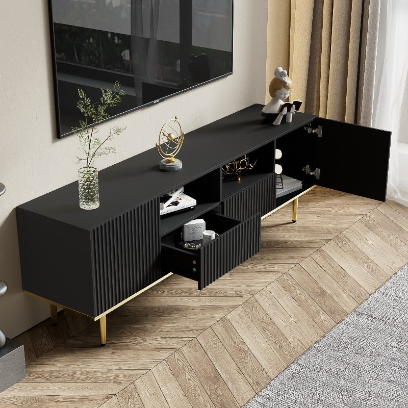 TV Meubel – Media Console – Entertainmentkast – TV Kast – Meubel Voor Flat Screen – Met Gouden Metalen Poten – Stevige Constructie – Modern Design