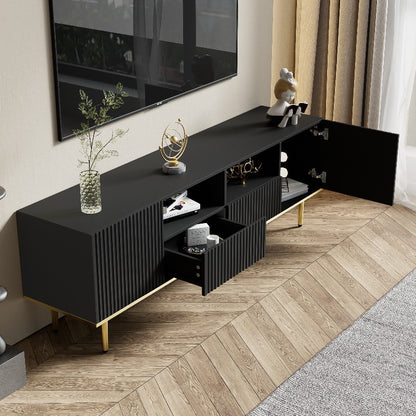 TV Meubel – Media Console – Entertainmentkast – TV Kast – Meubel Voor Flat Screen – Met Gouden Metalen Poten – Stevige Constructie – Modern Design