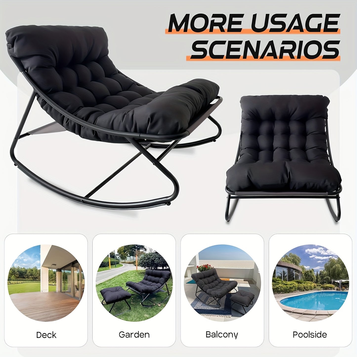 Schommelstoel – Relaxstoel – Fauteuil – Loungestoel – Draaistoel – Handmatig Verstelbare Rugleuning – Stabiel Roestvrij Stalen Frame – Zwenkfunctie en Rocking Mechanisme – Modern Design – Geschikt Voor Harde Vloeren – Grijs