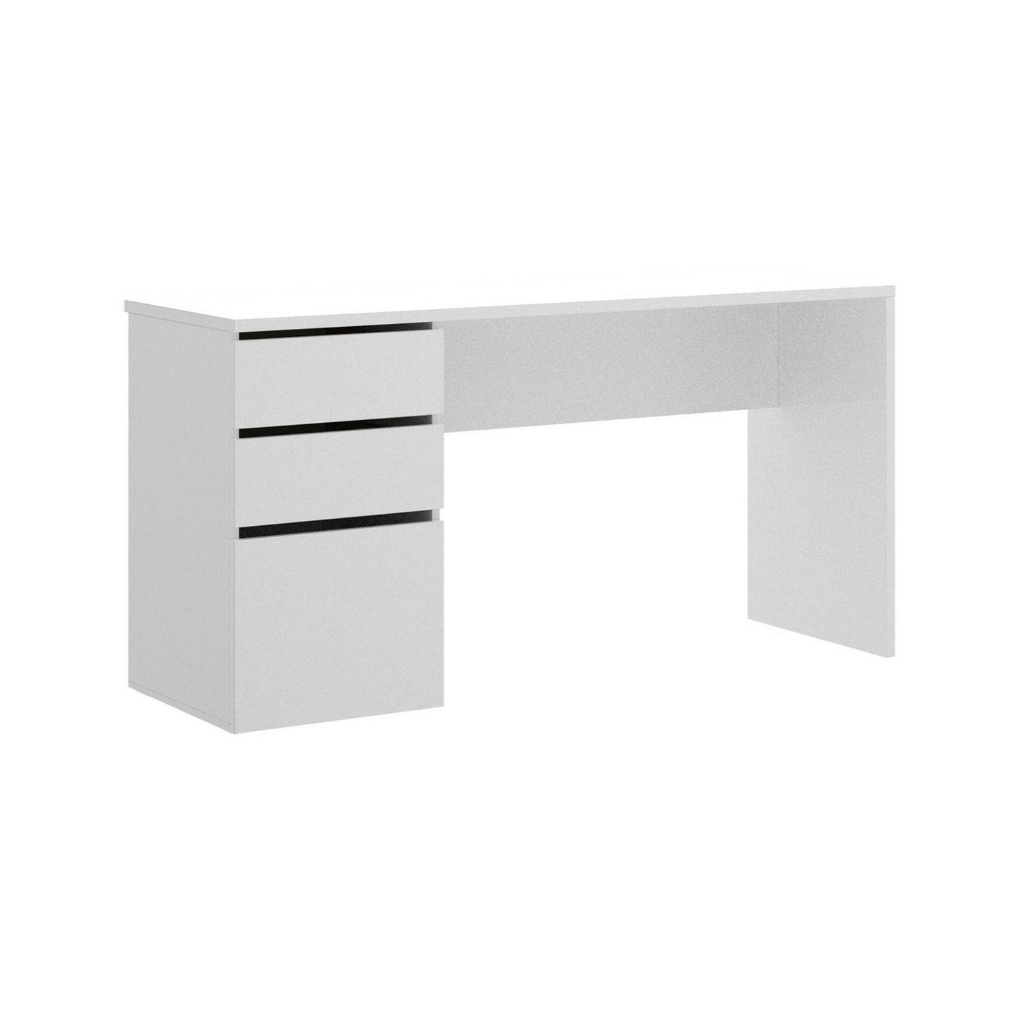 Ardina Desk, Multi-Purpose Office Or Bedroom Desk, Linear Study Table with 2 Drawers And 1 Door, 139X60H75 Cm, Glossy White