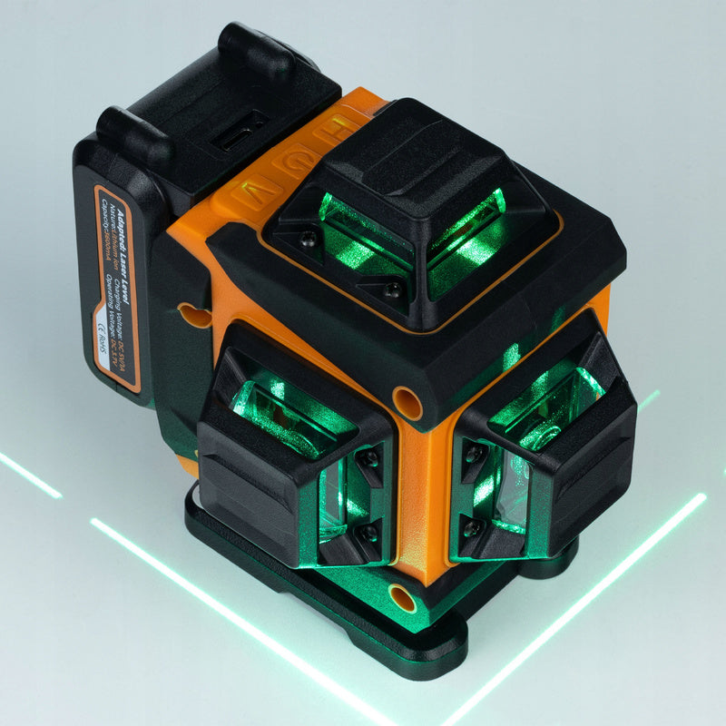 Kruislijnlaser – Lijnlaser – Laserwaterpas – Zelfnivellerende Laser – Bouwlaser – 16 Laserlijnen – USB-C Oplaadbare Batterijen