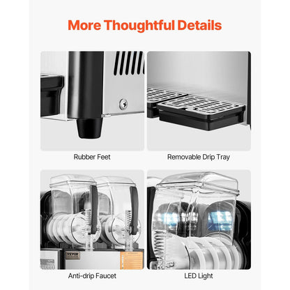 Slushmachine – Slush Puppie Machine – Slushmaker – Slushy Ijsmachine – 2x 4L Tanks – 15 Instelbare Temperatuurniveaus – Roestvrij Staal