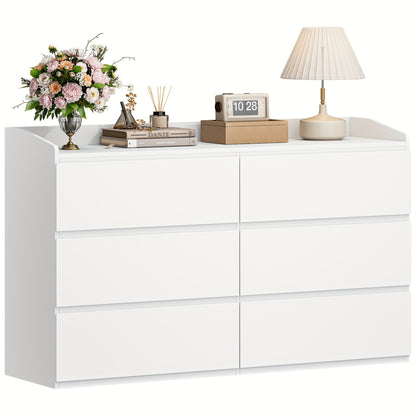 6-Ladenkast – Ladekast – Opbergkast – Dressoir – Kommode – Modern Wit – Hardhouten & Spaanplaat – 40x138x84 cm – 3,2 Kubieke Voet Inhoud