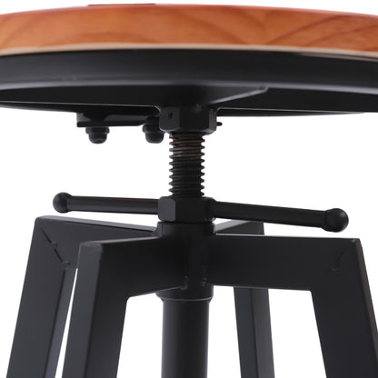 Barstoelen – Barkrukken – Keukenstoelen – Krukken – Barzitjes – Verstelbare Hoogte – 360° Draaibaar – Zwart Hout Metaal – Set Van 2