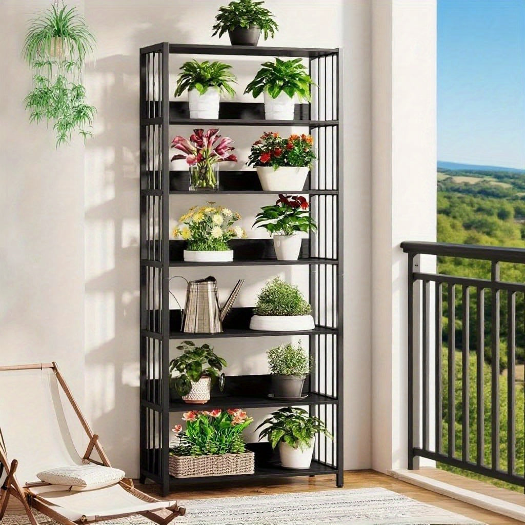Metalen Boekenkast – Boekenkast – Boekenrek – Opbergkast – Wandrek – 6-laags – Zwart Metaal – Compact 70x30x180 cm – Draagvermogen 50 kg per Plank