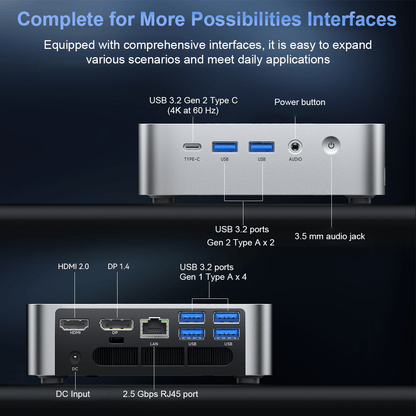 Mini PC – Mini Computer – Compact Pc – Kleine Desktop – Windows Pc – AMD Ryzen 7 – 32GB DDR4 – 512GB M.2 SSD – Wifi 6E – Bluetooth 5.2 – Triple 4K Display – Type-C