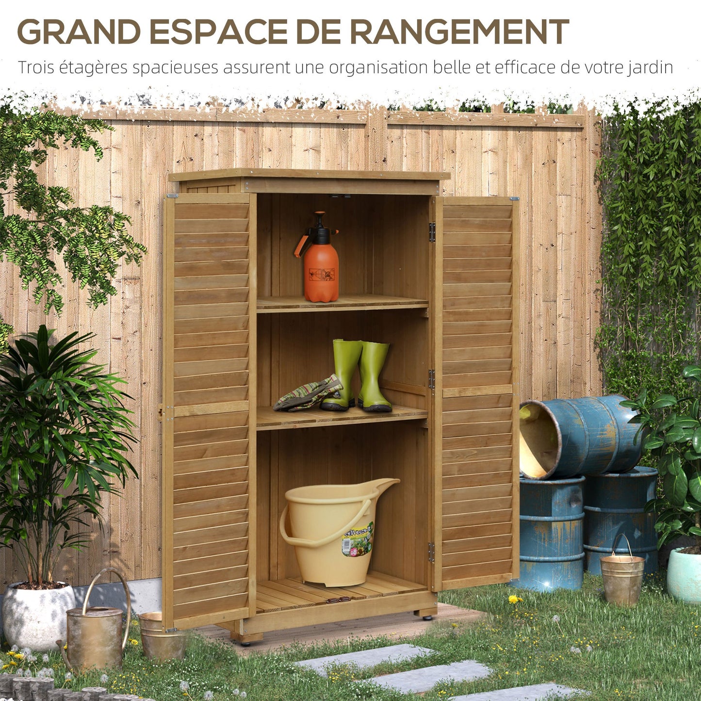 Tuinkast – Tuinkist – Opbergkast – Buitenberging – Houten tuinberging – 87x47x160 cm – Bitumen Dak – 2 Verstelbare Planken