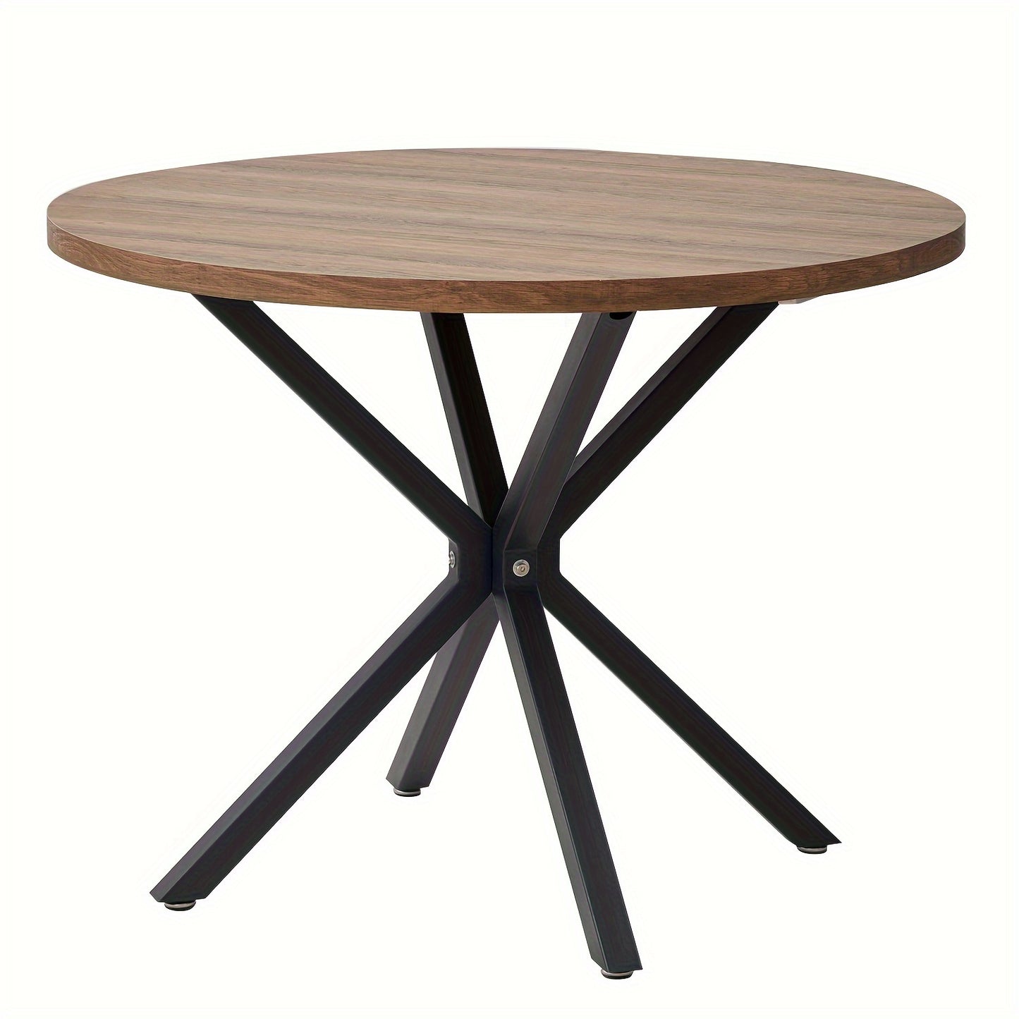Eettafel – Ronde Tafel – Keukentafel – Eetkamertafel – Houten Tafel – 100 cm Diameter – Zwart Metalen Poten – Ruimtebesparend Design