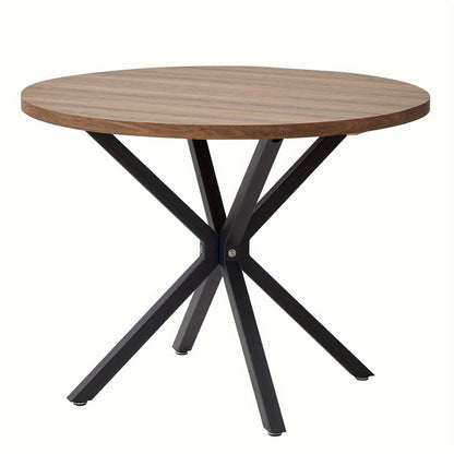 Eettafel – Ronde Tafel – Keukentafel – Eetkamertafel – Houten Tafel – 100 cm Diameter – Zwart Metalen Poten – Ruimtebesparend Design