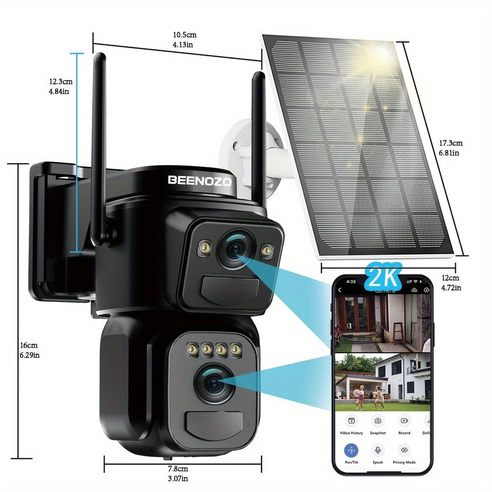 Beveiligingscamera Set – Draadloze Camera – Wifi Camera – Zonnepaneel Camera – Buiten Camera – 4-delig – 10x Zoom – 360° Draaibaar – 2K FHD – Bewegingsdetectie – Kleurennachtzicht – Spotlight Alarm – Twee-weg Audio